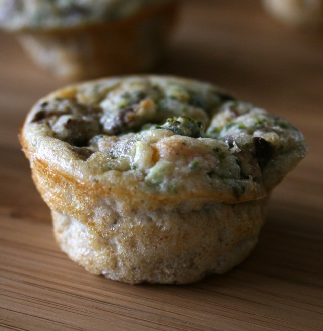 Broccoli, Mushroom, Chicken and Red Pepper Mini Quiche