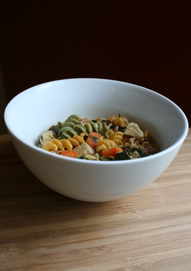Homemade Chicken Noodle Soup with Kale